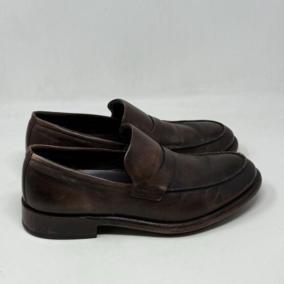 Ecco Stealth Artisan Penny Loafers Mens 12 Brown Leather Casual Slip On Shoes